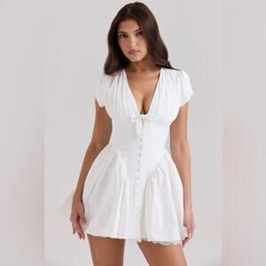 House of CB | Dresses | House Of Cb Tianna Wine Ruffle Corset Mini Dress  Nwt | Poshmark